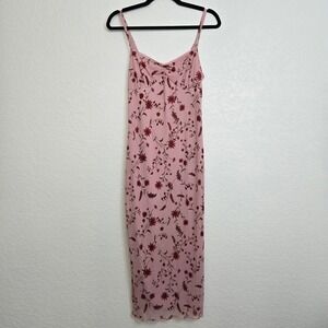 Thirty/Thirty‎ LA L Y2K Floral Pink Midi Dress Babydoll Summer Cottagecore Party